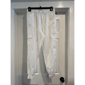 Nicole Miller NY 100% Linen European Grown Flax White Jogger Style Pants Size L